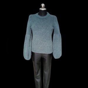 Mohair Wool Blend Puff Sleeve Sweater H&M Women's sz Small